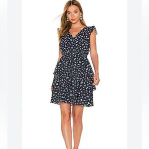 1. State x Revolve Ruffle Dress Medium Black V-Neck Cottagecore Dark Academia‎